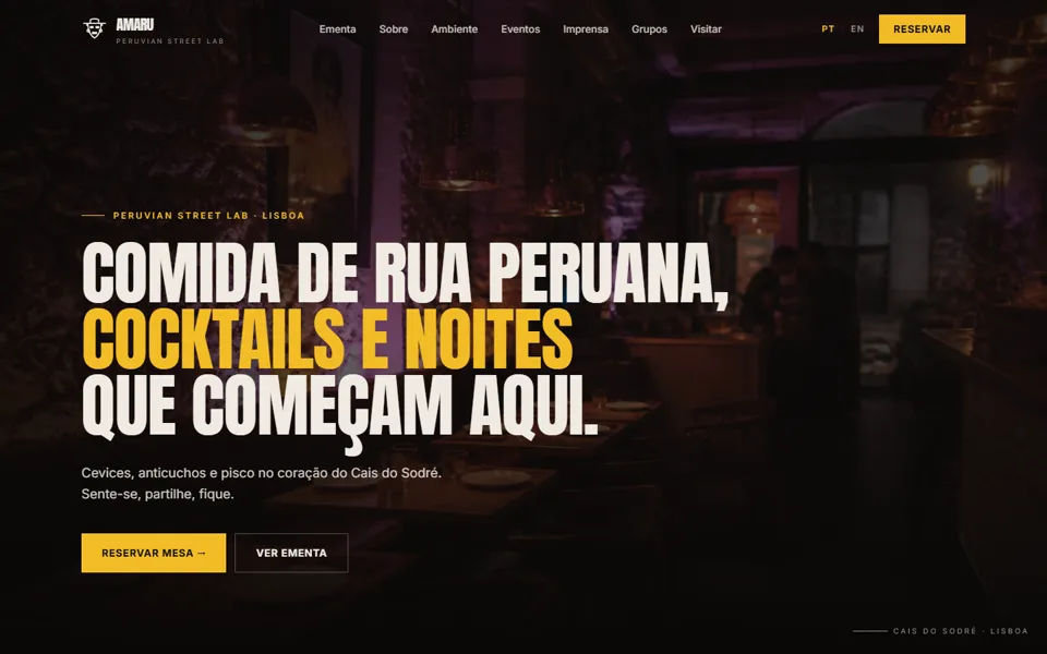 Captura de ecrã do site de AMARU